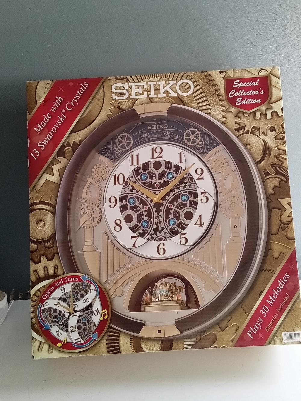 Seiko Melodies in Motion Wall Clock QXM386BRH Swarovski Crystals 30 Melodies NEW